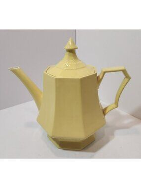 Vintage Independence Ironstone Daffodil Yellow Tea Pot Octagonal